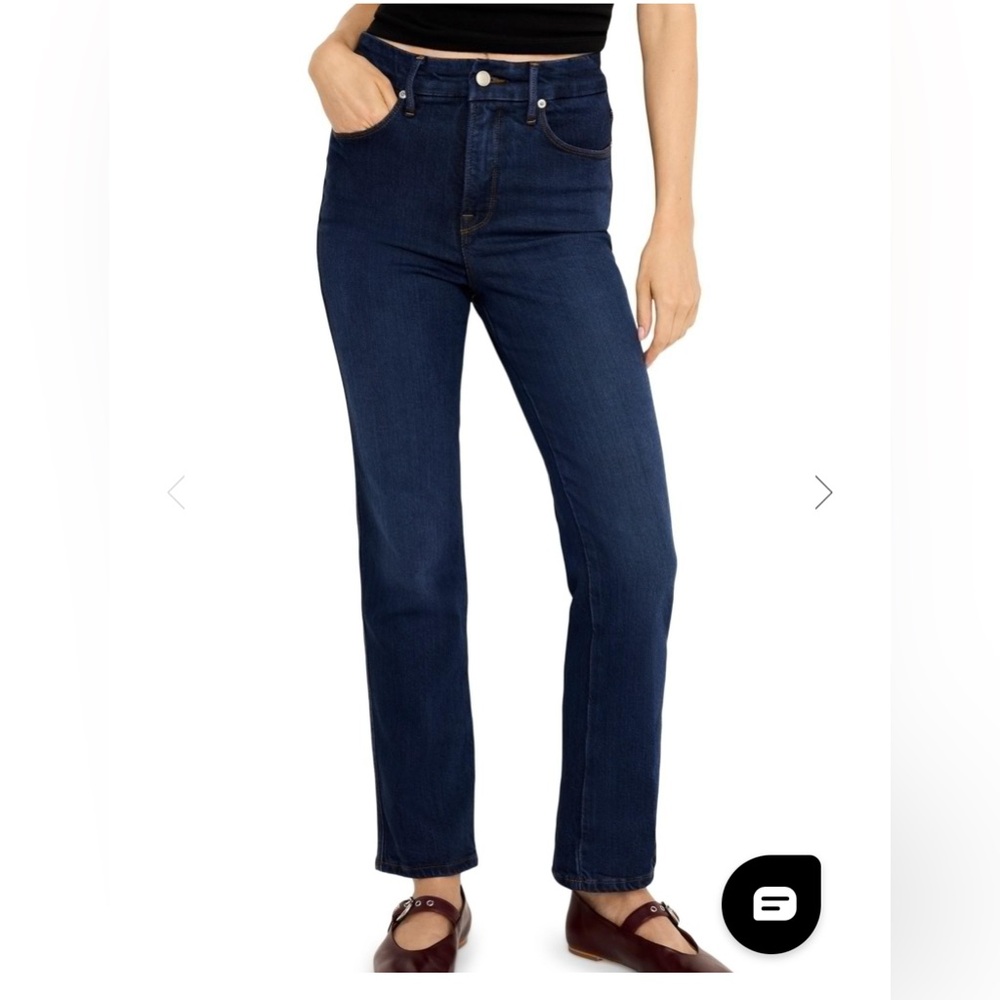 Good American Soft-Tech Good Curve Straight Jeans, Size 4 / 27 NWT, Indigo